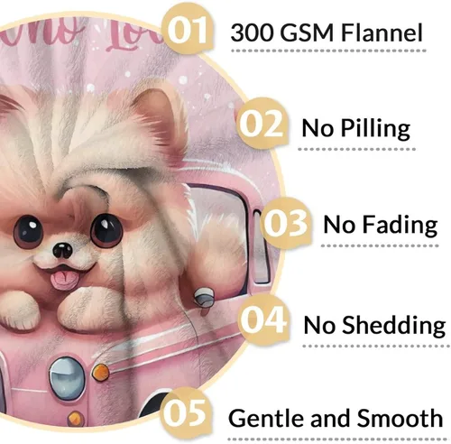 Miniatura 4 de Manta de Pomerania para niñas, tamaño de regazo de 30 x 40 pulgadas, manta de felpa suave y mullida, manta rosa para perro para sala de estar