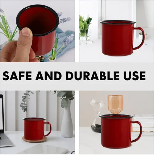 Miniatura 4 de BESPORTBLE Taza de camping esmaltada, 8 onzas, tazas de hierro vintage, taza de té con asa, taza de café para acampar, pescar, picnic, uso al aire