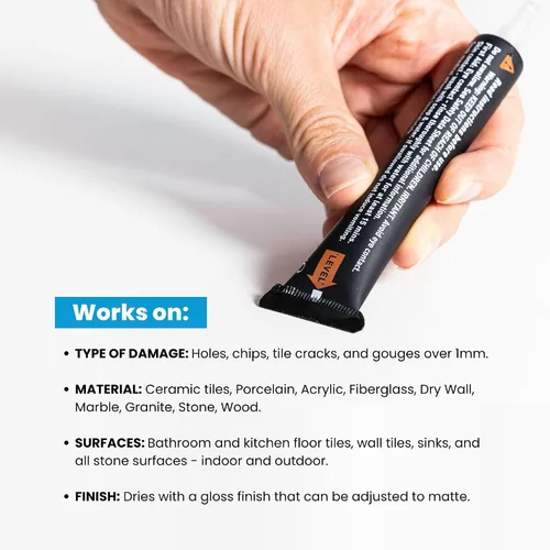 Miniatura 2 de MagicEzy Stone RepairEzy (gris claro): kit de reparación de encimeras y azulejos astillados de mármol, granito y travertino, súper fuerte
