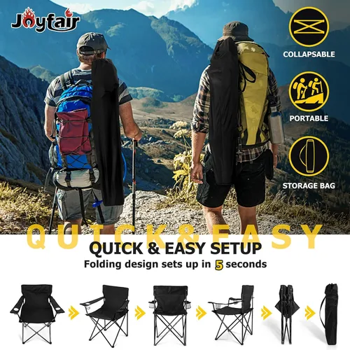Miniatura 8 de Joyfair Silla de camping portátil, sillas plegables para césped al aire libre para adultos, sillas plegables grandes resistentes para playa, pesca