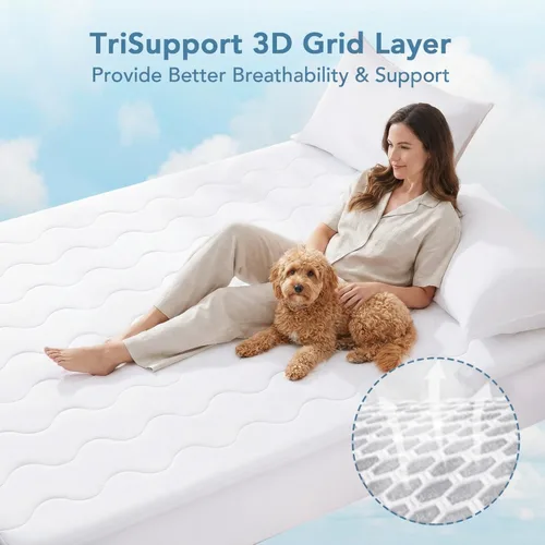 Miniatura 4 de Protector de colchón refrescante para personas que duermen con calor, tamaño individual, impermeable, fresco al tacto con Arc-Chill 3.0, rejilla 3D