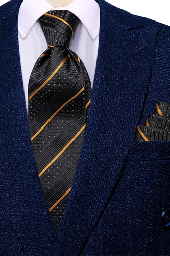 Miniatura 7 de Hi-Tie Corbata clásica de cachemira para hombre con pañuelo y gemelos a cuadros