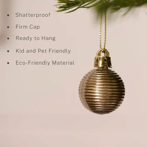 Miniatura 6 de DecorbyHannah Mini Adornos de Navidad Negro y Dorado, 49 unidades de 1.18 pulgadas, Adornos Pequeños para Decoraciones de Árbol de Navidad, Juego a