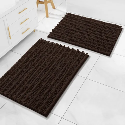 Miniatura 42 de Arotive Juego de 2 alfombras de baño de felpilla de lujo, extra suaves, absorbentes, peludas y alfombras de baño de contorno en forma de U