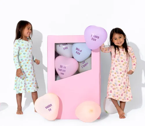 Miniatura 5 de Bellabu Bear Vestidos de bambú para niñas, manga corta y manga larga, viscosa de bambú