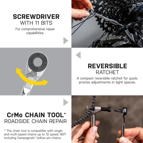 Miniatura 4 de Topeak Ratchet Rocket Lite NTX+ Kit de herramientas de reparación de bicicletas, multiherramienta compacta de 19 funciones con par de torsión