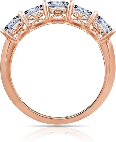 Miniatura 2 de Tienda Collection Platinum or Gold Plated Sterling Silver Princess-Cut 5-Stone Ring made with Infinite Elements Zirconia