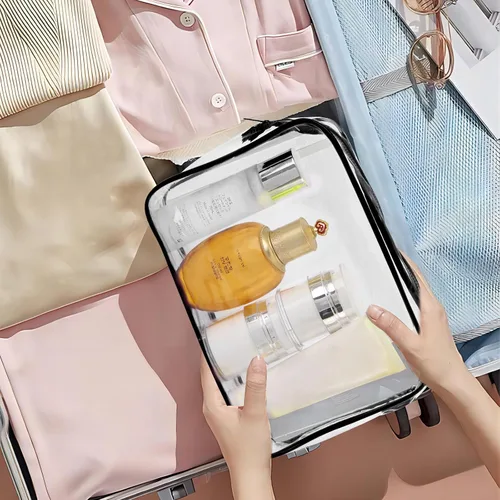 Miniatura 5 de Tbestmax 10 Piezas Bolsas de Cosméticos Transparentes Bolsas de Maquillaje Portátiles Impermeables Bolsas de Artículos de Tocador de Viaje Negro