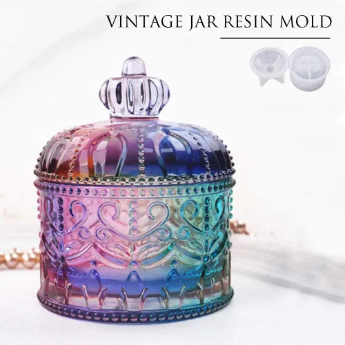Miniatura 3 de Molde de Resina de Frasco Vintage con Tapa Molde de Caja de Almacenamiento de Silicona para Fundición de Epoxi Kits de Manualidades de Resina DIY De