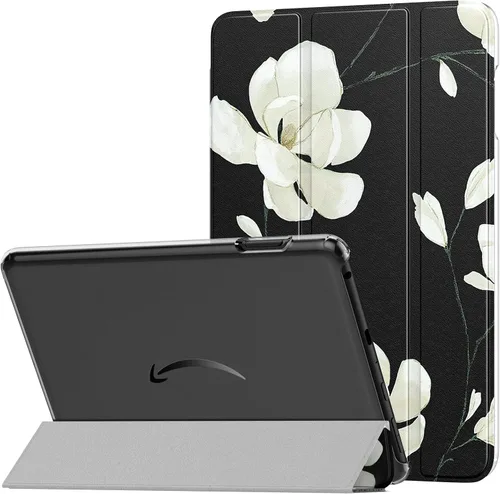Miniatura 14 de MoKo Funda para tableta Amazon Kindle Fire HD 8 y 8 Plus (12/10ª generación, 2022/2020), funda de piel sintética con soporte triple y carcasa azul