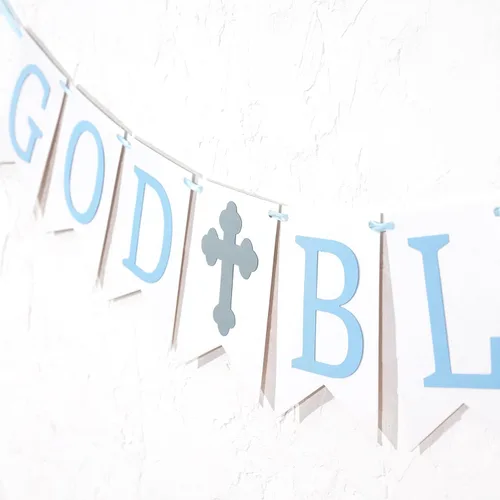 Miniatura 8 de WAUAO Cartel de God Bless – Bautismo, baby shower, primera comunión, decoración de fiesta de accesorios de fotos