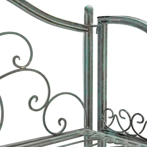 Miniatura 4 de SAFAVIEH Colección Outdoor Amaris - Estante de panadería de 4 niveles, estilo victoriano, de hierro forjado envejecido, color verde oscuro