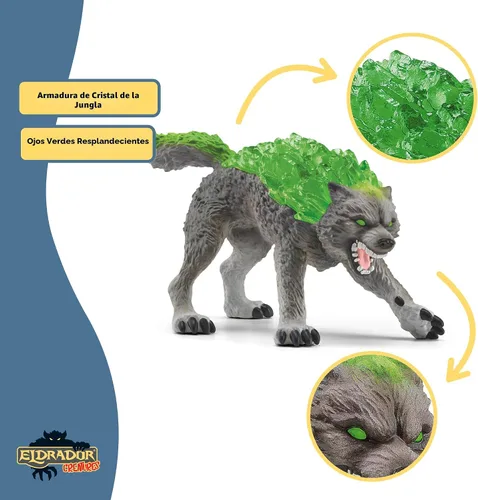 Miniatura 6 de Schleich Eldrador Creatures - Figura de lobo de piedra de 6 pulgadas, divertida figura de animal de fantasía para juegos imaginativos para niños