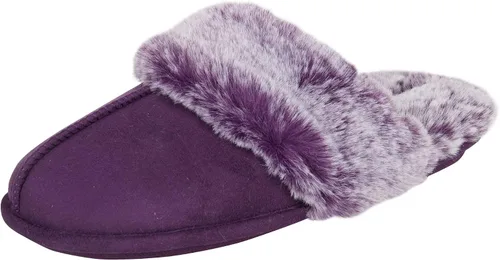 Jessica Simpson - Pantuflas cómodas de piel sintética para mujer con suela antideslizante y espuma viscoelástica