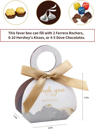 Miniatura 3 de DORIS HOME 50 cajas de regalo de cumpleaños, bodas, fiestas, color gris, de 2.5 x 1.37 x 3 pulgadas, bolsas de regalo de boda, dulces de chocolate