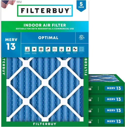 Miniatura 10 de Filterbuy Filtro de aire de 8 x 14 x 1 pulgadas MERV 13 de defensa óptima (paquete de 5), filtros de aire de repuesto plisados HVAC para calderas