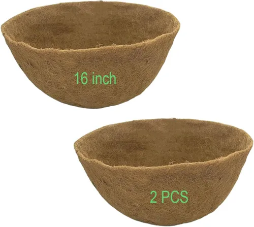 Miniatura 25 de 1 pieza de 20 pulgadas Forros de coco para macetas, forros de repuesto redondos de fibra de coco en forma de canasta