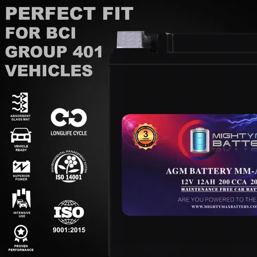 Miniatura 5 de Mighty Max Battery MM-AUX12 Batería Auxiliar 12 V 12 Ah, 20 RC, 200 CCA Batería AGM recargable para auto