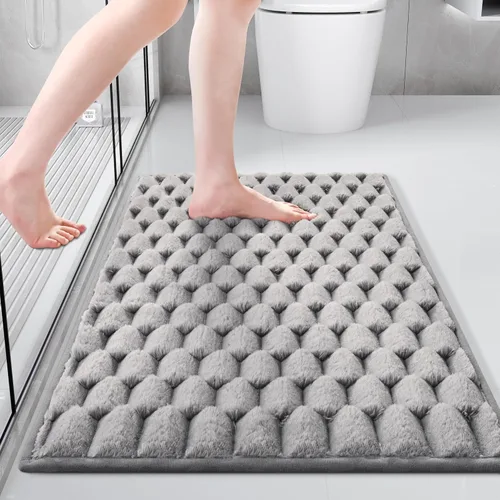 Miniatura 8 de Anybar Tapete de baño y tapete de baño de 16 x 24 pulgadas, tapete de ducha de franela de felpa antideslizante y absorbente, tapetes de baño suaves