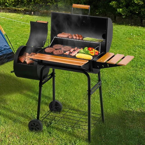 Miniatura 3 de Royal Gourmet CC1624W - Parrilla de carbón de barril con ahumador desplazado, área de cocción de 552 pulgadas cuadradas, estante frontal y lateral