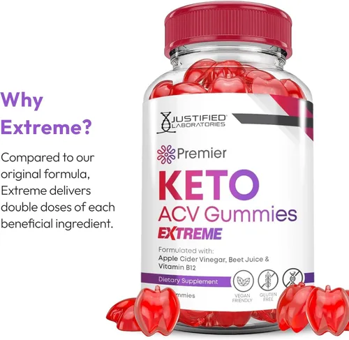 Miniatura 5 de Justified Laboratories Premier Keto ACV Gummies Extreme (2000 mg) – 60 unidades – Formuladas con vinagre de sidra de manzana, folato y vitamina B12