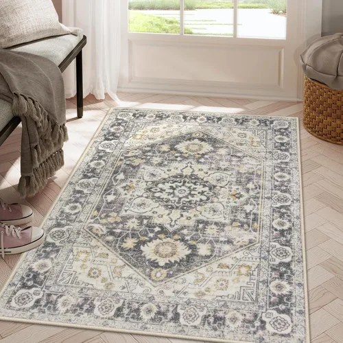 Miniatura 52 de Collive Tapete lavable para puerta de interior, antideslizante, alfombra de entrada retro de 20 x 32 pulgadas, tapete de entrada de absorción Multi