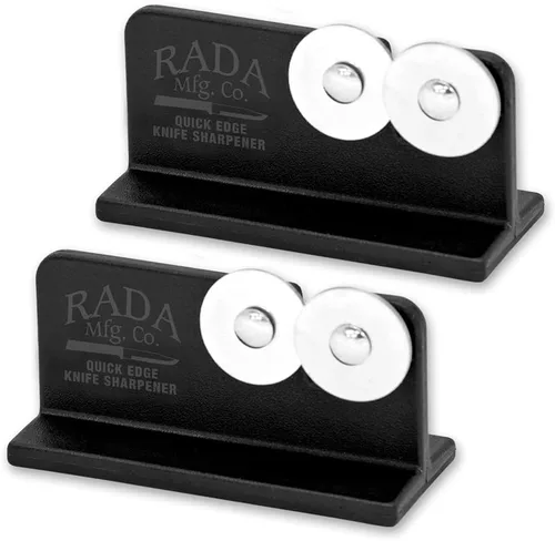 Rada Cutlery Quick Edge - Afilador de cuchillos (R119), 3.5 x 2 pulgadas, ruedas de acero inoxidable, fabricado en Estados Unidos, paquete de 2