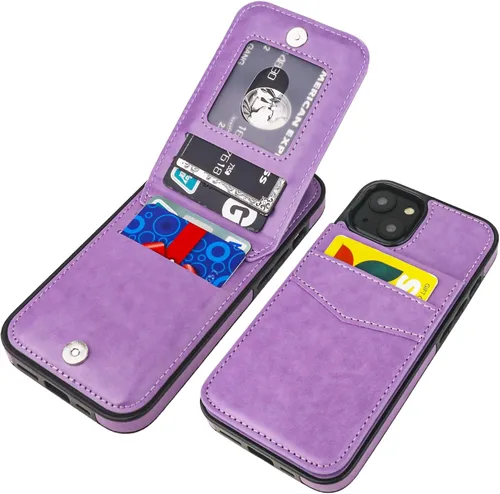 Miniatura 19 de KIHUWEY Compatible con iPhone 14 Funda Cartera con Soporte para Tarjeta de Crédito, Tapa de Cuero Premium con Cierre Magnético Soporte Funda