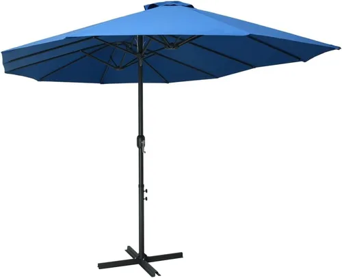 Miniatura 11 de vidaXL Sombrilla de jardín con doble parte superior y base cruzada para patio al aire libre Bordeaux Rojo