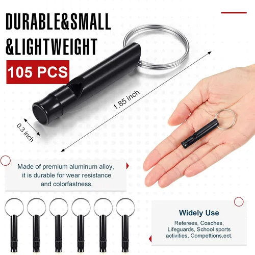 Miniatura 2 de Konohan Silbato de emergencia de aluminio 105 con llavero silbato de supervivencia de seguridad, sonido fuerte ligero resistente para mujeres