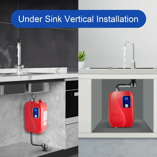 Miniatura 8 de Calentador de agua eléctrico sin tanque, 110 V, 3000 W, agua caliente instantánea debajo del fregadero de la cocina, calentador de agua caliente