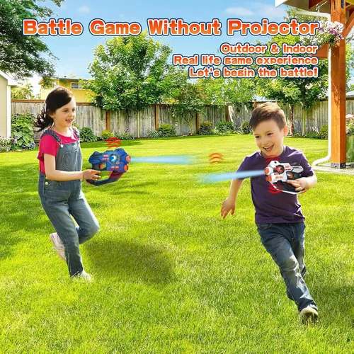 Miniatura 10 de Juego de 2 Pistolas de Etiqueta Láser con Proyector, Juego de Disparos Lazer para Niños, Adolescentes y Adultos con Pantalla de Puntuación LED
