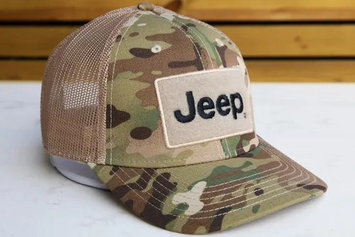 Miniatura 8 de Jeep Texto Logo Camo Patrón Gancho y Bucle Táctico Snapback Sombrero