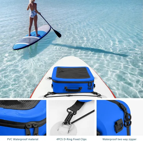 Miniatura 6 de MORXPLOR Bolsa térmica impermeable de PVC para paddleboard, 12 latas, enfriador aislado suave para paddleboard, camping, kayak Azul oscuro