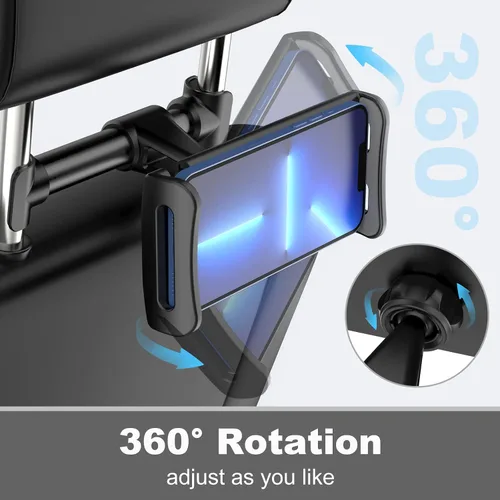 Miniatura 2 de Soporte para asiento trasero para reposacabezas de automóvil, soporte para teléfono/tableta, soporte para dispositivos ajustables