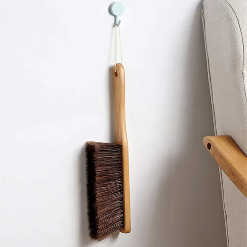 Miniatura 5 de Plumero con mango de madera, escoba de mano, cepillo de pelo de caballo, cepillo para polvo, utilizado para mostrador, muebles, dibujo, patio