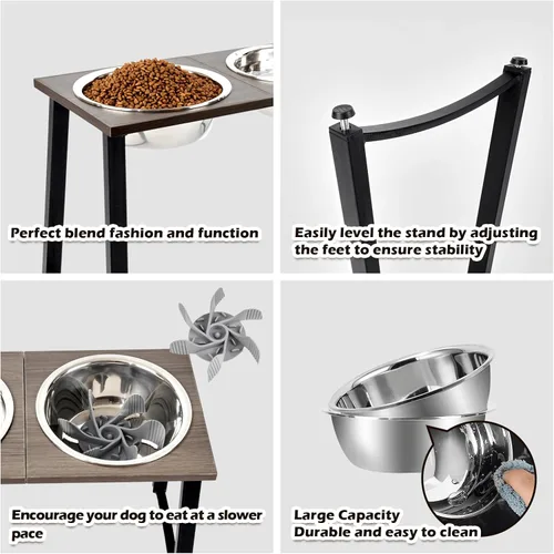 Miniatura 6 de ADENGL - Cuencos elevados para perros para perros extra grandes y grandes, soporte elevado de 40,6 cm de altura con 2 cuencos de acero inoxidable