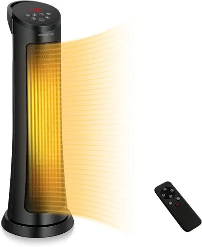 PETSITE Calentador de espacio, calentador eléctrico portátil de cerámica PTC de 1500 W con termostato, 3 modos y temporizador de 24 horas, control