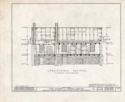Historic Pictoric : Blueprint HABS NJ,2-TAPO,2- (Sheet 8 of 19) - Gerrit J. Haring House, West Old Tappan Road, Old Tappan, Bergen County, NJ 14in x