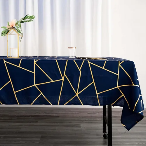Miniatura 37 de Efavormart - Mantel redondo de poliéster de 120 pulgadas con patrón geométrico dorado Morado