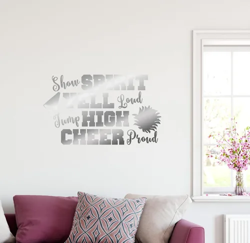 Miniatura 8 de 38"x24" Show Espíritu Yell Loud Jump alta Cheer orgullosos pompones animadora del megáfono calcomanía decorativo para pared arte mural decoración