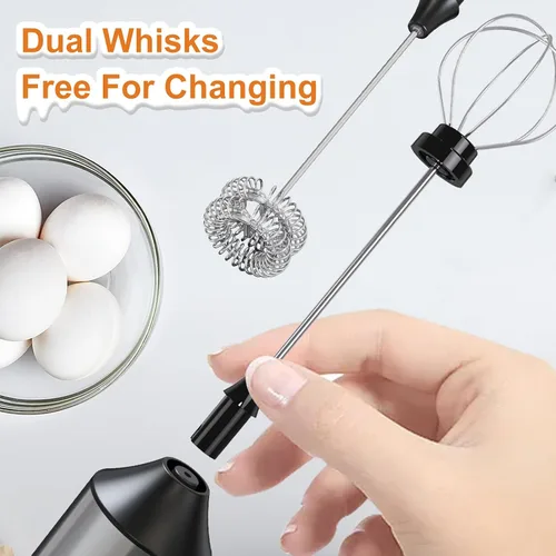 Miniatura 4 de SOUTHMAN Espumador de leche de mano con soporte de acero inoxidable, control de 3 velocidades, espumador de leche eléctrico recargable, batidor