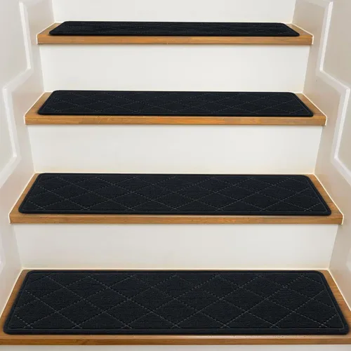 Miniatura 12 de Stair Treads with Landing Rug for Wooden Steps Indoor, Peel and Stick Stair Treads Matching-Mat 20"X32" Stair Landing Slip Resistant Polyester Stair