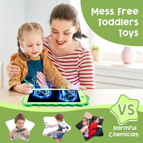 Miniatura 5 de Teriph Tableta de escritura LCD para niños, juguetes coloridos para niños pequeños, juguetes educativos para niños, juguete de dinosaurio para niños