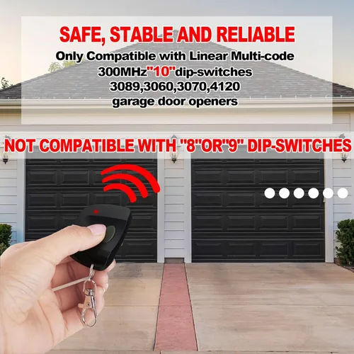 Miniatura 4 de Kingdder 4 Piezas Control Remoto de Puerta de Garaje Compatible con Linear Multicode 300mhz 10 Interruptor Dip 3089 3060 3070 Control Remoto Abridor