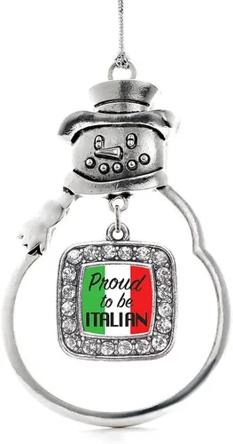Miniatura 116 de Inspired Silver - Adorno de rodillo de reina - Adorno cuadrado de plata con muñeco de nieve con joyas de circonita cúbica
