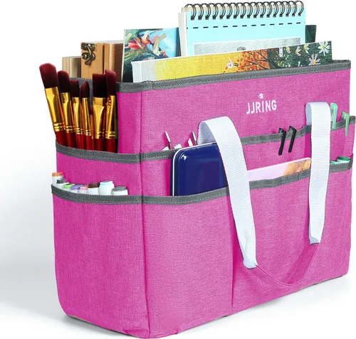 Miniatura 16 de JJRING Bolsa Organizadora de Transporte para Manualidades, Organizador de Almacenamiento de Arte con Múltiples Bolsillos, Bolsa de Costura Morado
