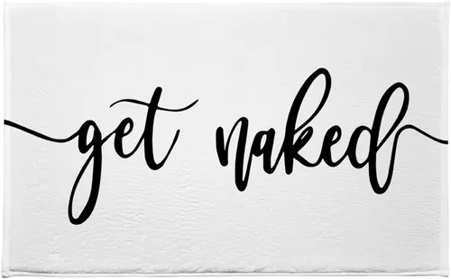 Miniatura 14 de Get Naked - Tapete de baño para baño, fuente blanca, con citas divertidas, color negro, tapete de baño de espuma viscoelástica suave, tapete