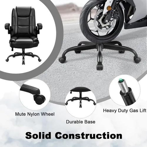 Miniatura 7 de OFIKA Silla de escritorio de oficina de cuero, silla de oficina ergonómica con soporte lumbar, silla de computadora, silla ejecutiva de cuero