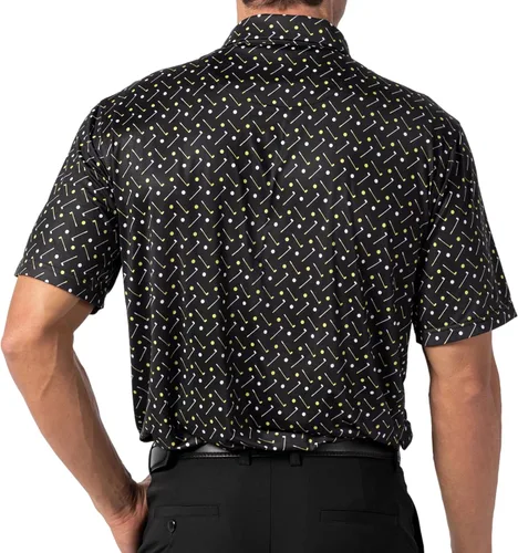 Miniatura 2 de AOTORR Camisas de golf para hombre, ajuste regular, absorben la humedad, estampado de rendimiento de manga corta para hombre